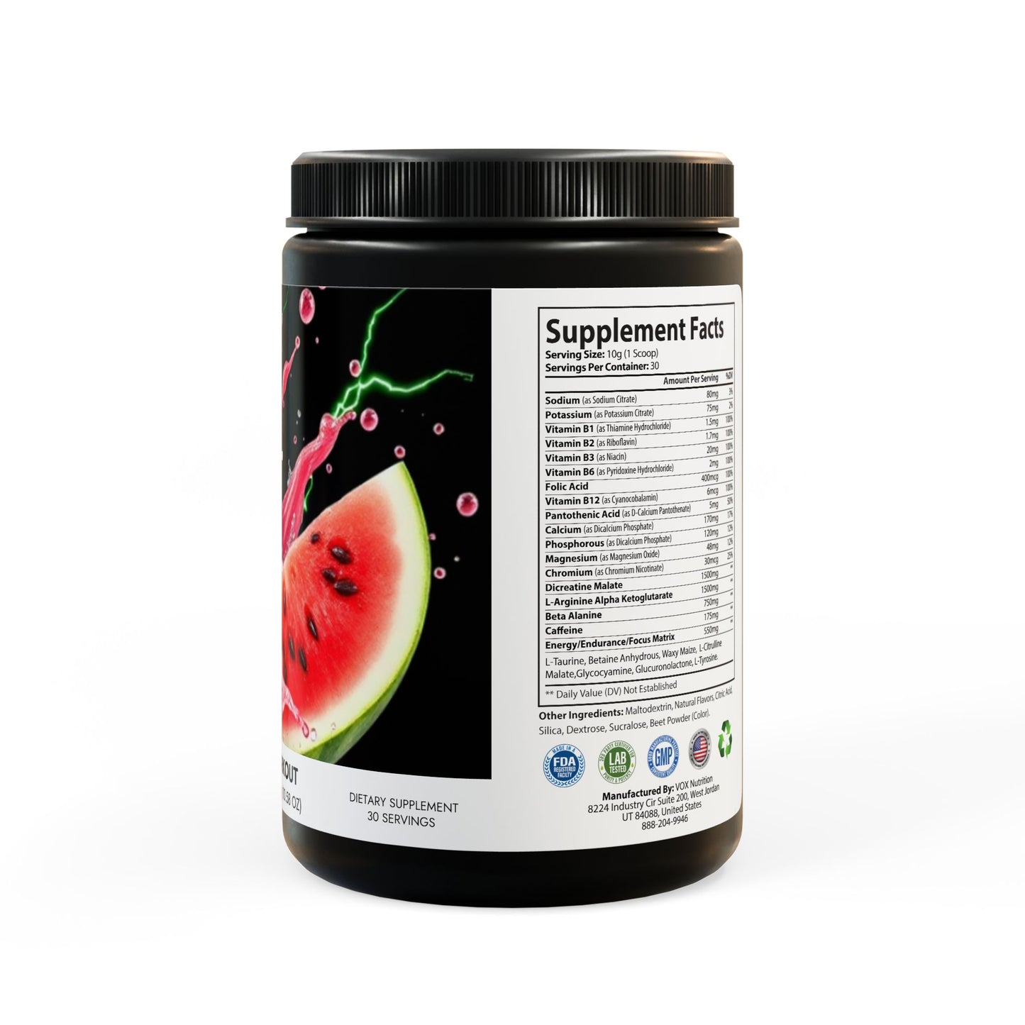 JC Pre-Workout Supplement, Watermelon (300g, 10.58oz)